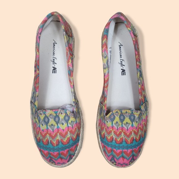 Women's Junior's American Eagle Slip On Bohemian Chevron Canvas Shoes | Size 5 - Picture 1 of 7